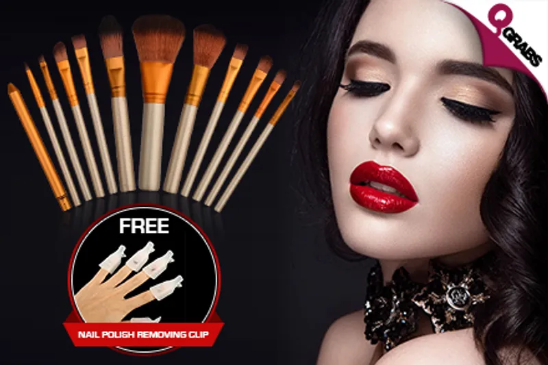 From QR49 Get that perfect look with a Set of Twelve Trendy Makeup Brushes plus a Set of Ten Nail Polish Removing Clip Tools FREE! (QR198 Value)